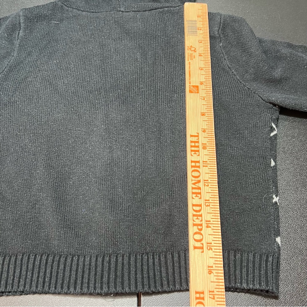 Hollister Full Zip Hooded Argyle Sweater  Women’s Sz. Med Black White Silver - Picture 5 of 6